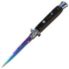 10.5" Black Stiletto Automatic Knife Rainbow Bayo