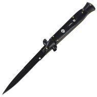 10.5" Black Wood Stiletto Automatic Knife Black Bayo
