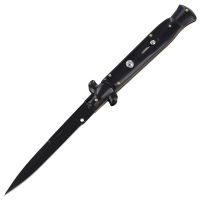 10.5" Black Wood Stiletto Automatic Knife Black Bayo