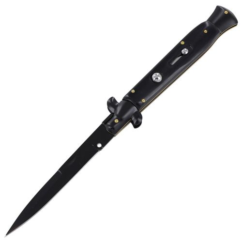 10.5" Black Wood Stiletto Automatic Knife Black Bayo