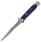 10.5" Blue Stiletto Automatic Knife Satin Bayo