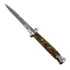 10.5" Faux Stag Stiletto Automatic Knife Satin Bayo