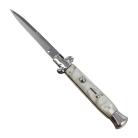 10.5" Pearl White Stiletto Automatic Knife Satin Bayo Dozen