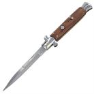 10.5" Wood Stiletto Automatic Knife Satin Bayo