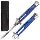 11 Inch Blue D/A OTF Stiletto Automatic Knife Satin Dagger