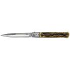 12" Huge Faux Stag Automatic Knife Side Opening Switchblade