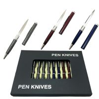 12 Pcs Carbon Fiber Coating Letter Opener Pen Knife Set 3 Assorted Designs