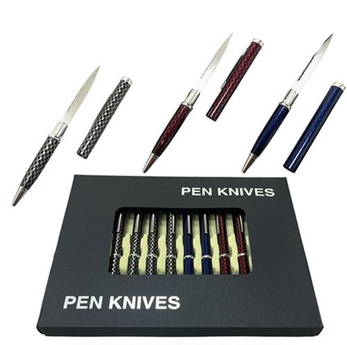 12 Pcs Carbon Fiber Coating Letter Opener Pen Knife Set 3 Assorted Designs