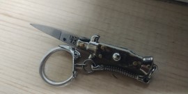 SKM 2.75" Italian Switchblade Keychain Stag Automatic Knife