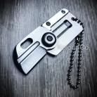 3 Inch Mini Army Dog Tag Folding Neck Knife Silver Necklace