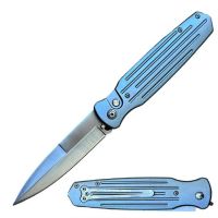 8.5" Open Gray Switchblade Automatic Knife with Safety