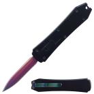5" Mini Coffin Black D/A OTF Automatic Knife Rainbow Dagger