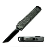 5.25" Pop Star Gray D/A OTF Automatic Knife Tanto Point Black Plain