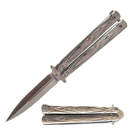 9" Open Length Silver Butterfly Sudden Fatality Tribal Knife