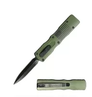 5.25" Rugged American Flag Army Green Handle Mini OTF Automatic Knife