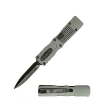5.25" Rugged American Flag Army Grey Handle Mini OTF Automatic Knife