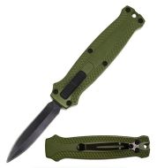 5.35" Mini OD Green D/A OTF Automatic Knife Dagger Point Black Plain