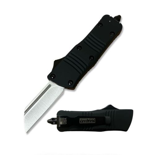 5.5" Open Wasp Mini Black Automatic D/A OTF Knife Cleaver Point Blade