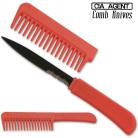 6" Concealed Comb Knife Red Black Dagger Serrated