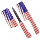 6" Concealed Comb Knife USA Flag Black Dagger