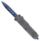 6.75" Mini Ranger D/A OTF Gray Automatic Knife Blue Damascus Dagger