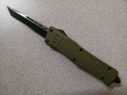 6.5" Delta Force OD Green D/A OTF Automatic Knife Tanto Point Two Tone Plain