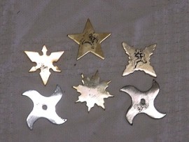 six piece throwing star set silver