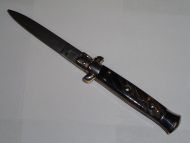7.75" SKM Switchblade Stiletto Dark Horn Automatic Knife Flat Grind