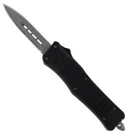 7" Damascus Delta Force D/A OTF Black Automatic Knife Dagger