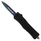 7" Damascus Delta Force D/A OTF Black Automatic Knife Rainbow Dagger