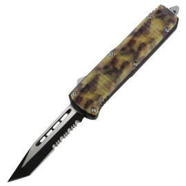 7" Ranger Camo D/A OTF Automatic Knife Two Tone Tanto Serrated