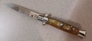 7.75" SKM Switchblade Stiletto Brazilian Horn Automatic Knife Flat Grind