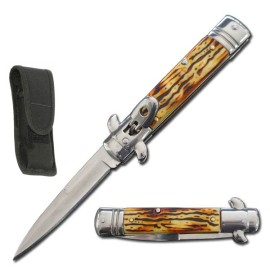 7.5" Stag Leverlock Automatic Knife Satin Bayo