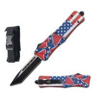 7" USA Confederate Flag D/A OTF Combat Pocket Knife