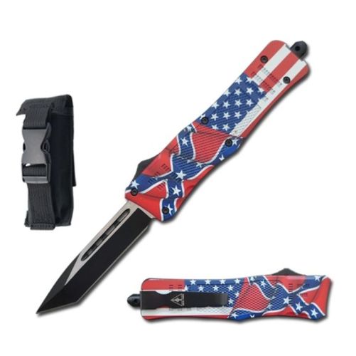 7" USA Confederate Flag D/A OTF Combat Pocket Knife
