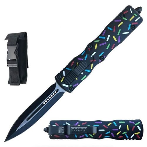 7.5" Sprinkles Black Automatic D/A Dual Action OTF Knife