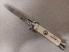 7.75" SKM Switchblade Stiletto Imitation Ivory Automatic Knife Flat Grind