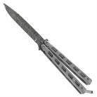 8.75" Martial Arts Silver Butterfly Knife Damascus Drop Point