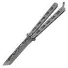 8.75" Martial Arts Silver Butterfly Knife Damascus Tanto