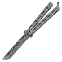 8.75" Martial Arts Silver Butterfly Knife Damascus Tanto