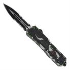 8.5" Army Camo D/A OTF Automatic Knife Black Serrated Spear Point