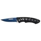 8" Black Auto Blade Knife Blue Damascus Etch Switchblade