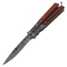 8.75" Damascus Balisong Wood Butterfly Knife