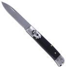 8 Inch Classic Black Wood Leverlock Automatic Knife Flat Grind Drop Point