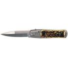 8 Inch Faux Stag Automatic Knife Stainless Bayo