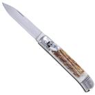 8 Inch Leverlock Automatic Knife Classic Real Stag