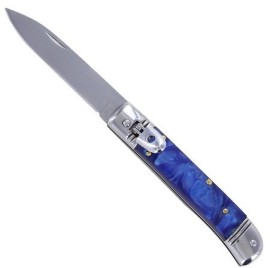 8 Inch Leverlock Automatic Knife Classic Switchblade Blue Pearl