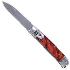 8 Inch Leverlock Automatic Knife Red Pearl Switchblade