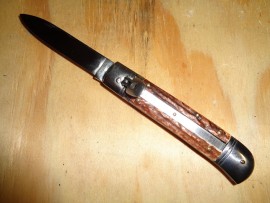 8 Inch Stag Italian Leverlock Automatic Knife