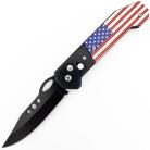 8 Inch USA Flag Automatic Knife Black Drop Point